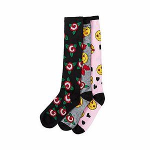 BETSEY JOHNSON 3 PACK Oh so Emoji KNEE HIGH socks